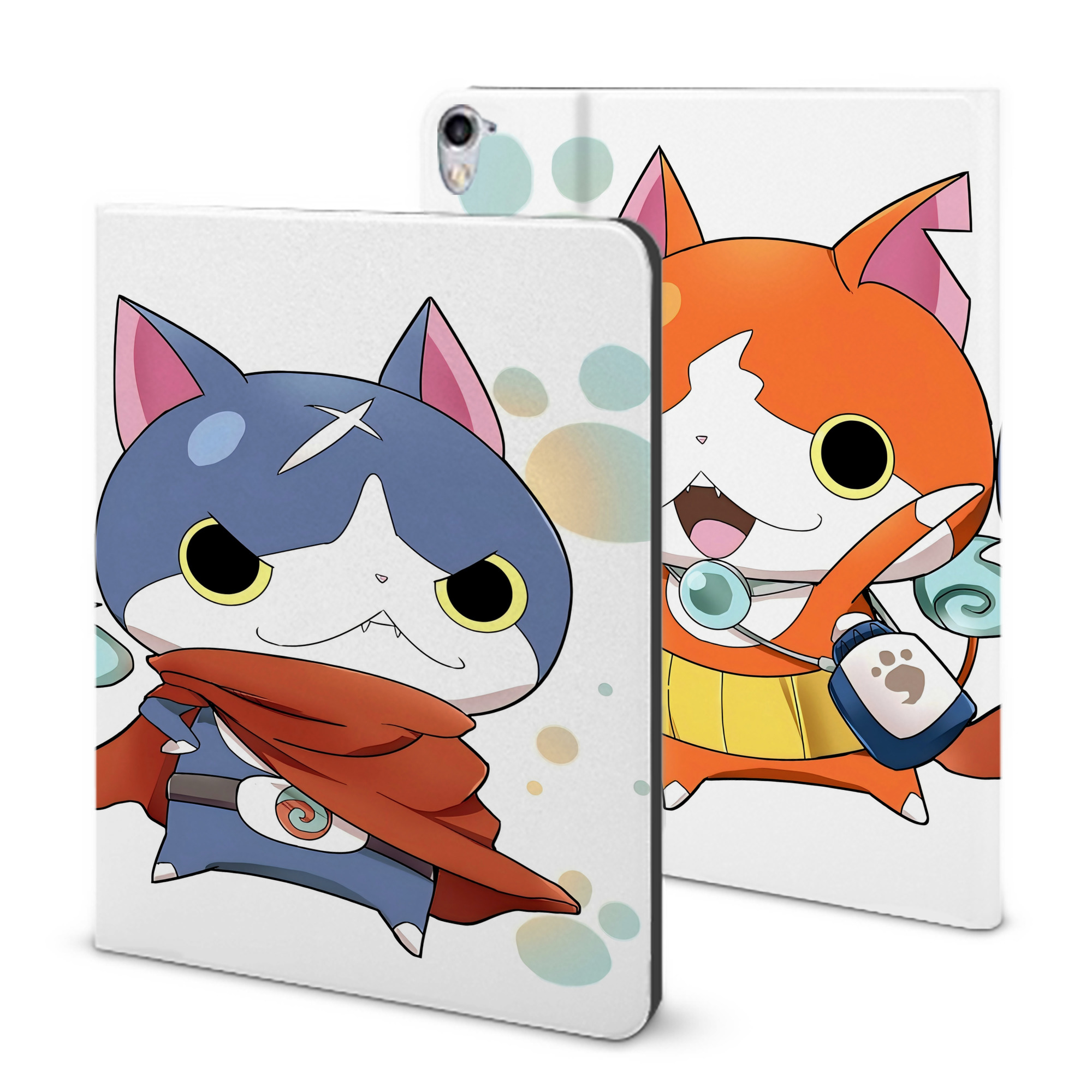 （画像用） 妖怪ウォッチ Yo-kai Watch IPad ケース ブック型 PUレザー TPU 耐衝撃 軽量 薄型 ペン収納なし 全面保護 IPad 各モデル対応